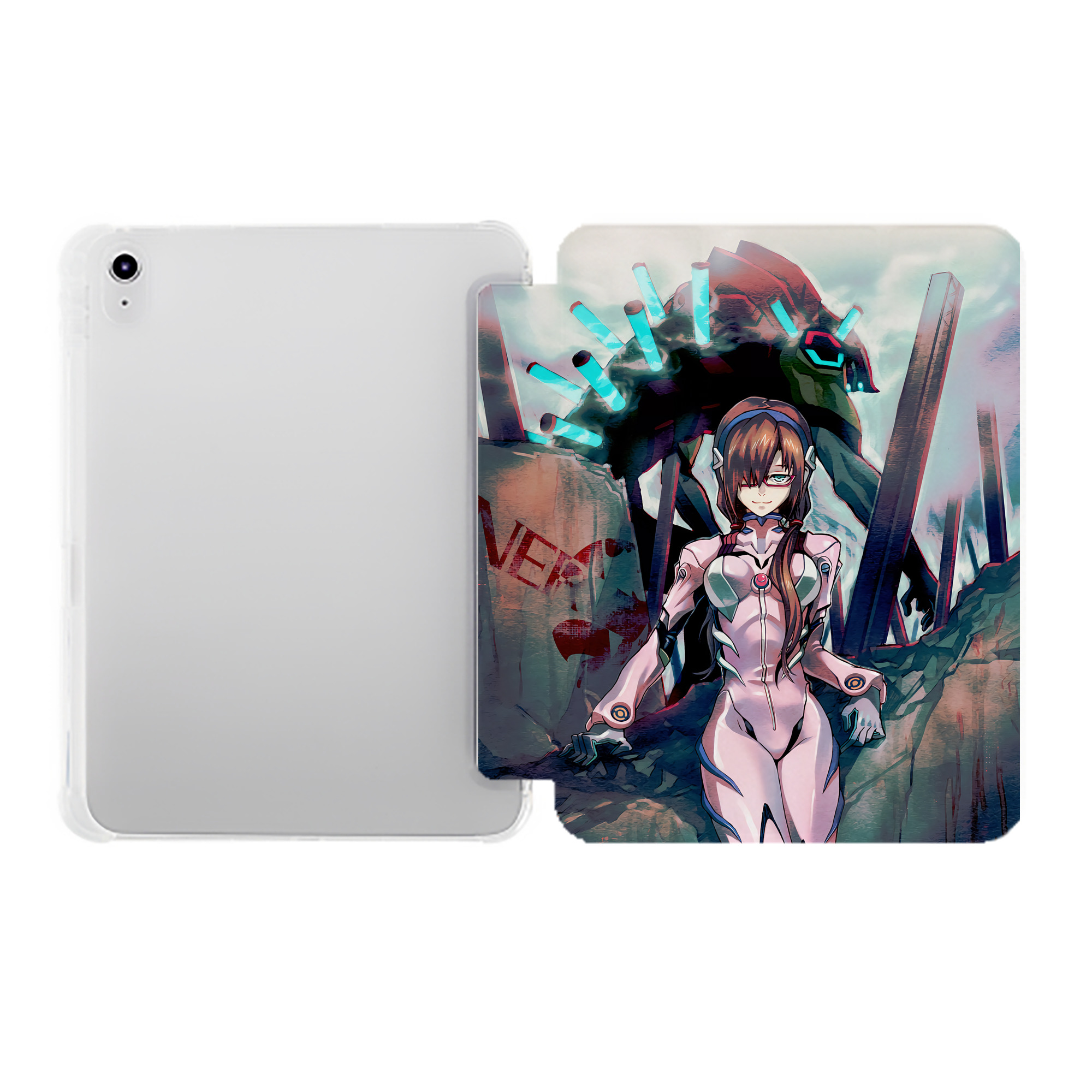 （画像用） EVA 新世紀エヴァンゲリオン IPad ケース ペン収納付き 三つ折りスタンド PUレザー×シリコン 対応機種9.5/10.5/10.9インチ